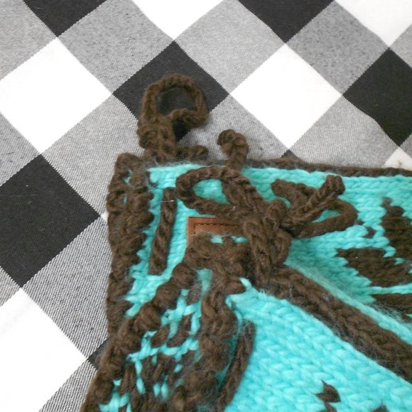 Woolrich Chalet Slipper Sock WOOL Heavy Hand Knit Women 7.5-8.5 Blue Brown - Picture 6 of 7